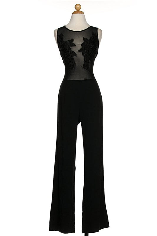 Black Mesh Statement Jumpsuit